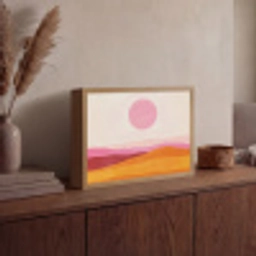 Heuvels - Oranje - Zon - Abstract Light Box met batterij (Wandlamp) middel -sfeer2
