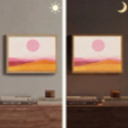 Heuvels - Oranje - Zon - Abstract Light Box met batterij (Wandlamp) middel -sfeer3