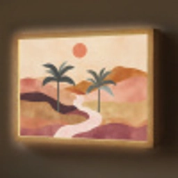 Heuvels - Palmbomen - Abstract Light Box met batterij (Wandlamp) middel -z3d_website