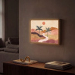 Heuvels - Palmbomen - Abstract Light Box met batterij (Wandlamp) middel -sfeer1