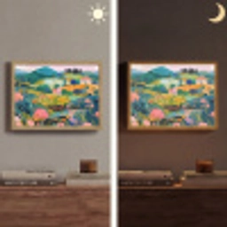 Heuvellandschap - Fantasierijk - Kleurcontrasten Light Box met batterij (Wandlamp) middel -sfeer3