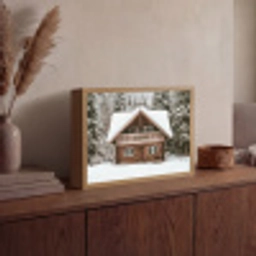 Huis - Bos - Winter - Natuur - Sneeuw Light Box met batterij (Wandlamp) middel -sfeer2