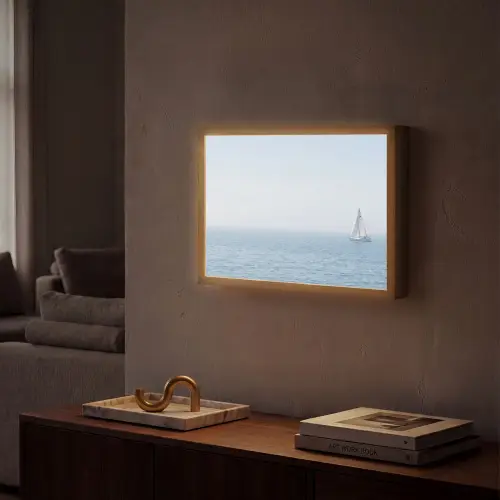 Horizon - Zeilboot - Zee Light Box met batterij (Wandlamp) middel -sfeer1