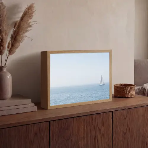 Horizon - Zeilboot - Zee Light Box met batterij (Wandlamp) middel -sfeer2