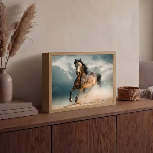 Paard - Dieren - Bruin - Natuur Light Box met batterij (Wandlamp) middel -sfeer2