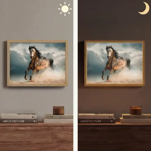 Paard - Dieren - Bruin - Natuur Light Box met batterij (Wandlamp) middel -sfeer3