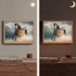 Paard - Dieren - Bruin - Natuur Light Box met batterij (Wandlamp) middel -sfeer3