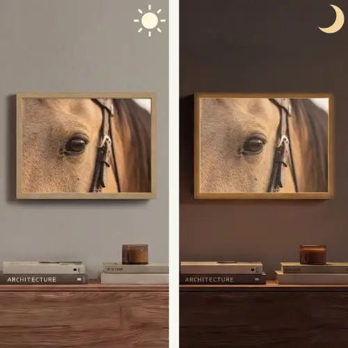 Paard - Oog - Bruin Light Box met batterij (Wandlamp) middel -sfeer3