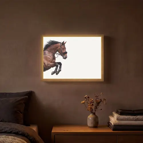Paard - Springen - Modern Light Box met batterij (Wandlamp) middel -sfeer4