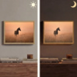 Paard - Grasveld - Zonsondergang Light Box met batterij (Wandlamp) middel -sfeer3
