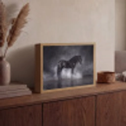 Paard - Magisch - Zwart Light Box met batterij (Wandlamp) middel -sfeer2