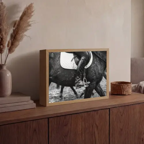 Paard - Sport - Zwart - Wit Light Box met batterij (Wandlamp) middel -sfeer2