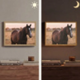 Paard - Zonsondergang - Bruin Light Box met batterij (Wandlamp) middel -sfeer3