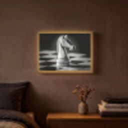 Paard - Hout - Schaalbord - Zwart Light Box met batterij (Wandlamp) middel -sfeer4