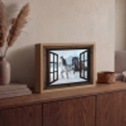Paarden - Winter - Dieren - Natuur - Doorkijk Light Box met batterij (Wandlamp) middel -sfeer2