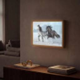 Paarden - Winter - Dieren - Natuur - Sneeuw Light Box met batterij (Wandlamp) middel -sfeer1