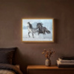 Paarden - Winter - Dieren - Natuur - Sneeuw Light Box met batterij (Wandlamp) middel -sfeer4