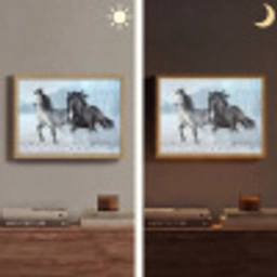 Paarden - Winter - Dieren - Natuur - Sneeuw Light Box met batterij (Wandlamp) middel -sfeer3
