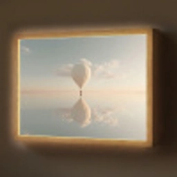 Luchtballon - Wolken - Water - Blauw Light Box met batterij (Wandlamp) middel -z3d_website