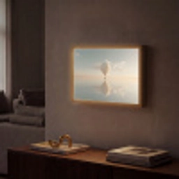 Luchtballon - Wolken - Water - Blauw Light Box met batterij (Wandlamp) middel -sfeer1