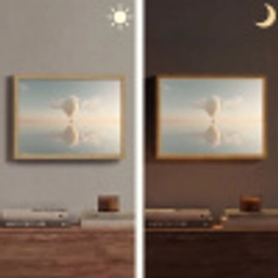 Luchtballon - Wolken - Water - Blauw Light Box met batterij (Wandlamp) middel -sfeer3