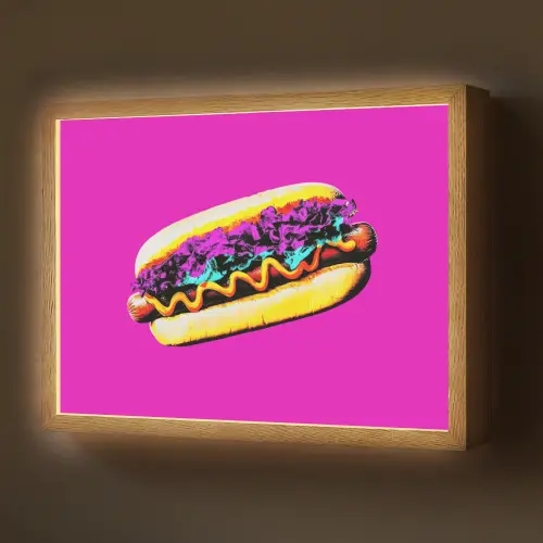Hotdog - Roze - Retro Light Box met batterij (Wandlamp) middel -z3d_website