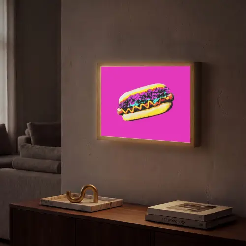 Hotdog - Roze - Retro Light Box met batterij (Wandlamp) middel -sfeer1