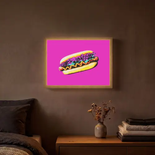 Hotdog - Roze - Retro Light Box met batterij (Wandlamp) middel -sfeer4