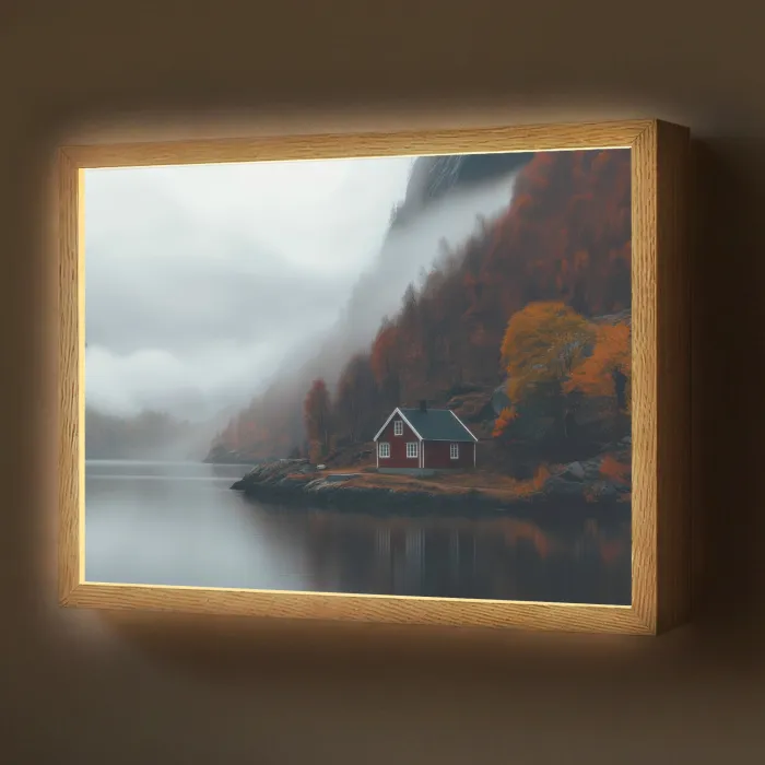 Huis - Rood - Bergen - Water Light Box met batterij (Wandlamp) middel -z3d_website