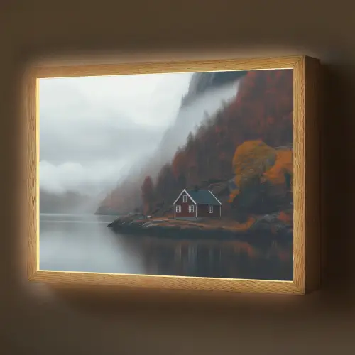 Huis - Rood - Bergen - Water Light Box met batterij (Wandlamp) middel -z3d_website