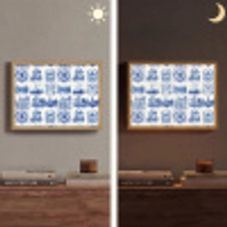 Huizen - Schepen - Blauw Light Box met batterij (Wandlamp) middel 907 -sfeer3