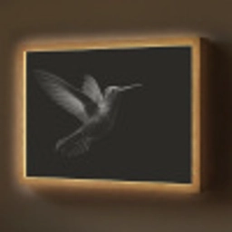 Kolibrie - Zwart - Dieren Light Box met batterij (Wandlamp) middel -z3d_website