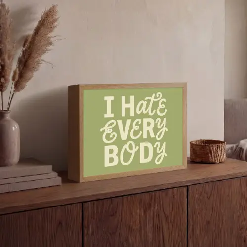 I hate everybody - Groen - Retro Light Box met batterij (Wandlamp) middel -sfeer2