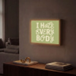 I hate everybody - Groen - Retro Light Box met batterij (Wandlamp) middel -sfeer1