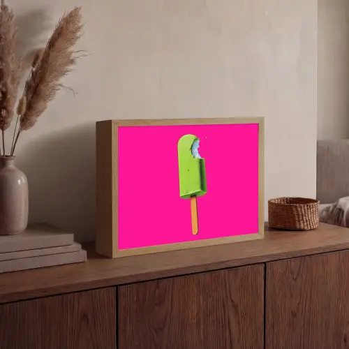 Ijsje - Stokje - Minimalistisch - Groen Light Box met batterij (Wandlamp) middel -sfeer2