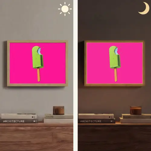 Ijsje - Stokje - Minimalistisch - Groen Light Box met batterij (Wandlamp) middel -sfeer3