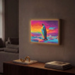 Ijsschots - Pinguïn - Abstract - Lucht Light Box met batterij (Wandlamp) middel -sfeer1