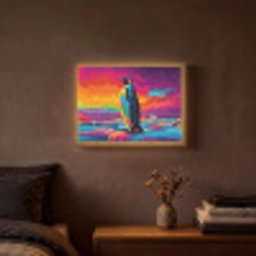 Ijsschots - Pinguïn - Abstract - Lucht Light Box met batterij (Wandlamp) middel -sfeer4