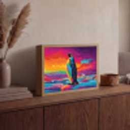 Ijsschots - Pinguïn - Abstract - Lucht Light Box met batterij (Wandlamp) middel -sfeer2