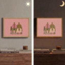 Illustratie - Bankje - Personen - Minimalistisch Light Box met batterij (Wandlamp) middel -sfeer3