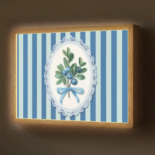 Illustratie - Bessen - Blauw - Strepen Light Box met batterij (Wandlamp) middel -z3d_website