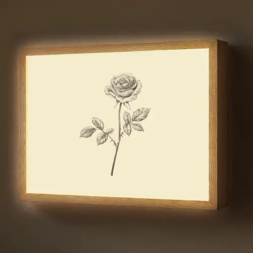 Illustratie - Zwart - Roos Light Box met batterij (Wandlamp) middel -z3d_website
