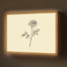 Illustratie - Zwart - Roos Light Box met batterij (Wandlamp) middel -z3d_website