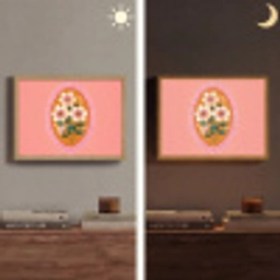 Illustratie - Bloemen - Rand - Roze Light Box met batterij (Wandlamp) middel -sfeer3