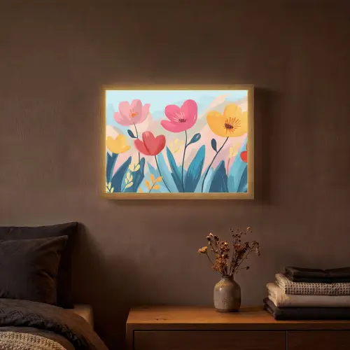 Illustratie - Bloemen - Kleurrijk Light Box met batterij (Wandlamp) middel -sfeer4