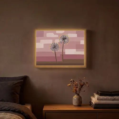 Illustratie - Bloemen - Vlakken - Abstract Light Box met batterij (Wandlamp) middel -sfeer4