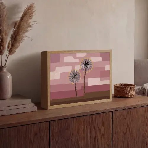 Illustratie - Bloemen - Vlakken - Abstract Light Box met batterij (Wandlamp) middel -sfeer2