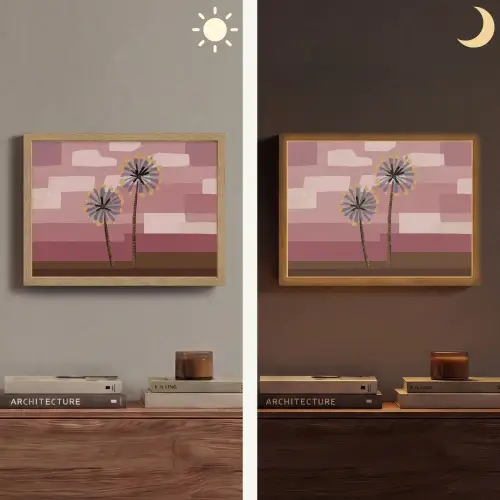 Illustratie - Bloemen - Vlakken - Abstract Light Box met batterij (Wandlamp) middel -sfeer3