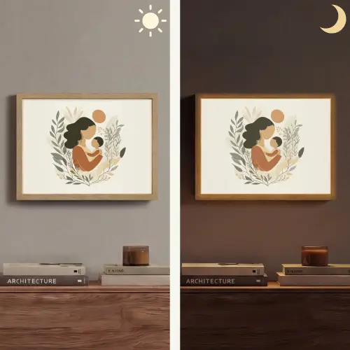 Illustratie - Moeder - Kind - Liefdevol Light Box met batterij (Wandlamp) middel -sfeer3