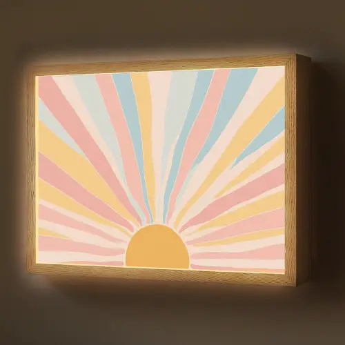 Illustratie - Zon - Pastelkleuren Light Box met batterij (Wandlamp) middel -z3d_website